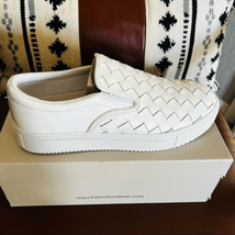 MARC FISHER Calla Slip-On Leather Sneaker, True White Leather, Size 10, NWT - £43.39 GBP