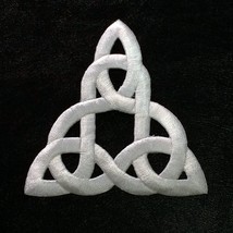 White Filigree Trinity Celtic Knot Embroidered Patch Stencil Applique 3 ... - £16.41 GBP