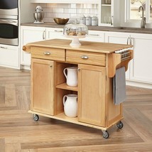 Natural Wood Finish Kitchen Island Cart with Locking Casters - $11,453.89 MXN