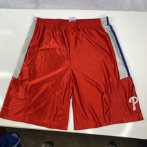 Vintage Philadelphia Phillies MLB Red True Fan Gym Shorts XL (40-42) 11&quot;... - $29.06