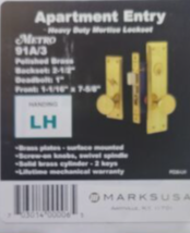 Marks Apartment Entry Left Hand Entry Mortise Lockset With Deadbolt Metro 91A/3 - £80.32 GBP