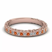 1 Ct Created Sapphire &amp; Diamond 14K Rose Gold Fn Half Eternity Wedding B... - $60.61
