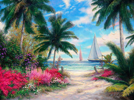 sea breeze beach ocean flower garden sailboat ceramic tile mural backsplash - £47.47 GBP+