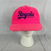 Vintage Annco Kansas City Royals Hot Pink Neon Snapback Hat Script Baseball MLB - £11.91 GBP