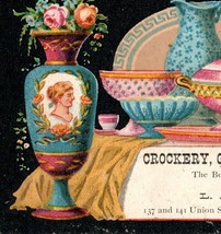 L.A. May Crockery, Glass, and China Ware Victorian Trade Card Boston, Mass - $34.65