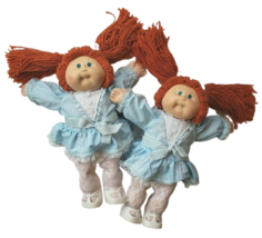Vintage 1985 Cabbage Patch Kids Red Hair Twins Green Eyes Girls Plush Doll Tooth - $160.55