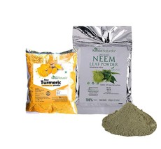 Neem leaf Powder(100 gm) and Turmeric powder (50 gm)  PURE HERBAL - £18.29 GBP