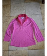 Lacoste Vintage Pink LS unbuttoned collar Polo Shirt Size 38 Medium Women&#39;s - $42.45 CAD