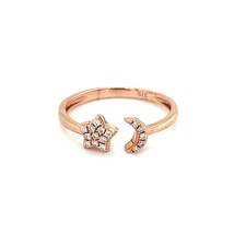 Moon and Star Crescent Moon &amp; Star Stacking Minimalist Everyday Engagement Ring  - £58.58 GBP
