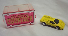 Rare Vintage 1987 Hot Wheels Park&#39;n Plates Yellow Lamborghini Countach Toy Car - £58.42 GBP