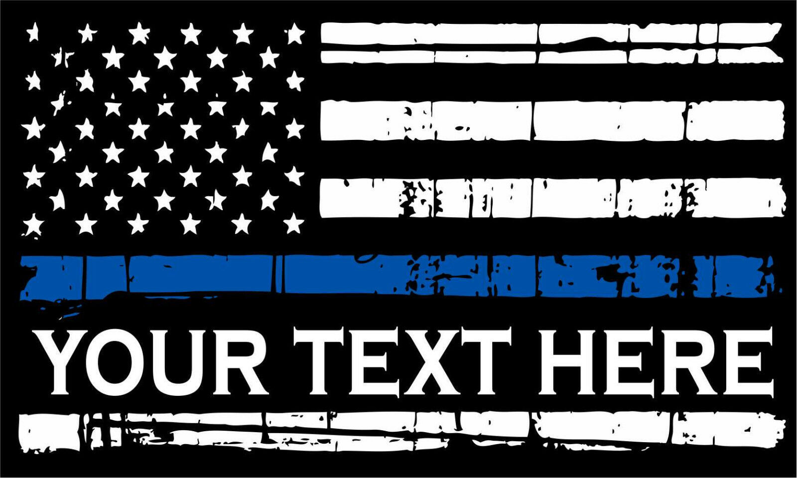 Thin Blue Line Decal - Tattered Flag YOUR CUSTOM TEXT Decal - Various Sizes - $3.95+