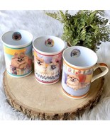 Danbury Mint POMERANIANS At The Beach Birthday Party Sitting Pretty Mugs... - $526.82 MXN