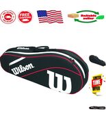 Advantage III Triple Tennis Racket Bag - Holds 3 Rackets, Black/White/Red - $58.40