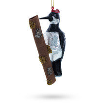 Realistic Woodpecker Perched on a Branch - Blown Glass Christmas Ornament - £39.95 GBP