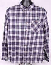 Boston Trader Flannel Shirt-XL-Grey Blue Plaid-Button Collar-Outdoor-Long Sleeve - £10.06 GBP
