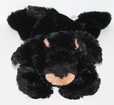 Goffa Rottweiler Puppy Dog 12" Plush Black Brown Stuffed Animal Laying on Tummy - $18.39