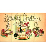 1960s Lithograph Season Greetings TV Tele-Visit Televisit Holiday Card - $31.63