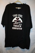This Girl Loves Her Trucker, Hanes Beefy T-Shirt, Black, 3X - £6.66 GBP