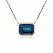 ANGARA East-West Bezel-Set Emerald-Cut London Blue Topaz Pendant in 14K Gold - £533.18 GBP