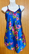 Vintage Chelsea Nights Chemise Med. Blue w/ Pink flowers - $24.89 CAD