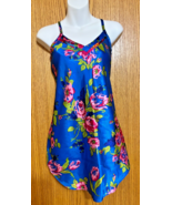 Vintage Chelsea Nights Chemise Med. Blue w/ Pink flowers - $18.00