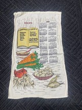 1989 Calendar Linen Tea Towel Vegetable Soup List and Recipe - £7.41 GBP