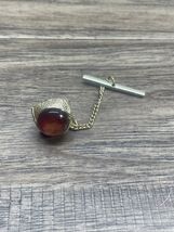 Vintage Swank Brown Glass Gold Tone Tie Tac Pin Estate Jewelry Find KG JD - $8.91