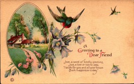 Vintage 1921 Stecher Greeting POSTCARD-A Greeting To A Dear FRIEND-BK41 - £1.58 GBP