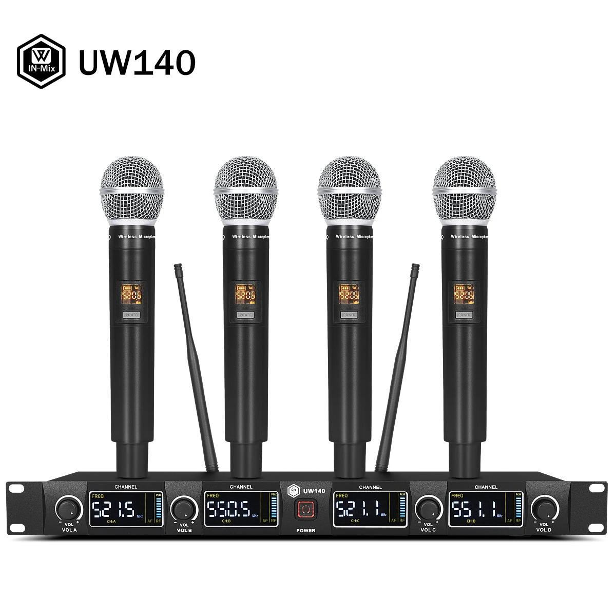 WINMIX UW140  Material 4-Channel UHF Wireless Microphone System with 4 Handheld  - £395.26 GBP