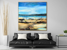Original Decor Painting On Canvas Ocean Colorful Abstract Desert | LAST ... - £309.47 GBP
