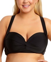 California Waves Womens Trendy Plus Size Solid Bikini Swim Top,Black,2X - £23.79 GBP