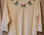 NWT Women&#39;s Quacker Factory by Jeanne Bice XL Pullover Shirt Butterflies... - $25.99