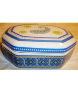 MINIATURE CHARMING PORCELAIN TRINKET BOX ANDREA BY SADEK CAPRI BLUE - $16.00