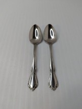 Oneida Oneidacraft Deluxe Stainless Chateau Set of 2 Teaspoons Glossy Ships Free - £11.07 GBP