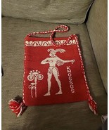 Greece Crete Knossos Vintage Heavy Woven Red White 12.5&quot; x 14.5&quot; Tote Ba... - $27.04