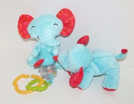 Fisher Price Little nuzzler blue red elephant plush rattle + vibrating pull toy - £15.07 GBP