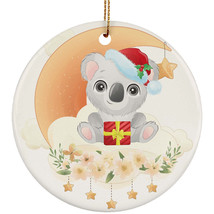 Cute Baby Koala On Moon Ornament Flower Christmas Gift Decor For Animal Lover - £11.90 GBP