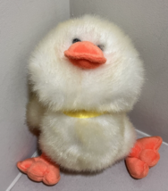Kids of America Plush Duck Chick Light Yellow Sparkles Orange Bow 9inch 2000 Vtg - $18.77