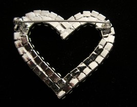 HEART BROOCH PIN  Large Bright CRYSTAL Clear Rhinestones  Valentine&#39;s Day - £11.95 GBP
