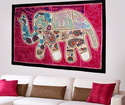 Bohème Patchwork Vintage éléphant tenture murale ethnique broderie à la... - £17.44 GBP