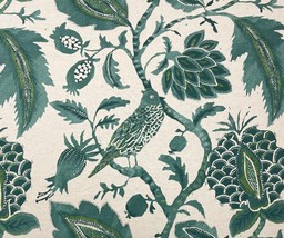 Richloom Nightingale Mallard Blue Teal Bird Linen Multiuse Fabric By Yard 54&quot;W - £11.98 GBP