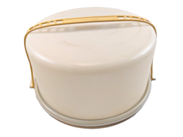Tupperware Cake Carrier Round 684-5 With Handle Harvest Gold Vintage Cak... - $14.73