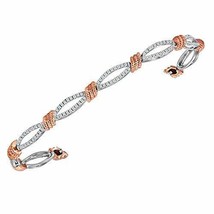 10kt White Gold Womens Round Diamond Rose-tone Rope Bracelet 1.00 Cttw - £1,064.15 GBP