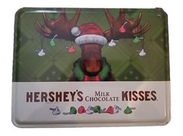 Hershey&#39;s Milk Chocolate Kisses Collectible Holiday Tin Moose Antlers - £6.06 GBP