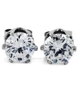 Clear Round CZ Cubic Zirconia Magnetic Clip On Stud Earrings Men Women 4... - €4,19 EUR+