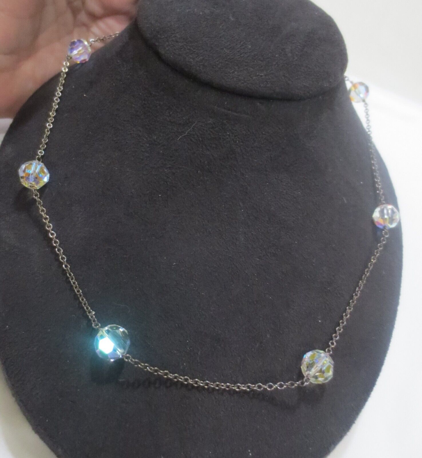 Swarovski Crystal Beaded Sterling Silver 925 chain necklace - $15.00