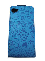 Leather Flip Case Turqoise Blue wth Embossed Motifs for iPhone 5 Overstock Item  - £2.33 GBP