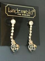 Lindenworld Fine Jewelers Long Clear Rhinestone Dangle w Blue Rhinestone w Goldt - £20.06 GBP