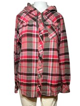 Carhartt Hooded Shirt Women&#39;s Medium 8 - 10 Red Plaid Snap Casual Outdoor - £17.65 GBP