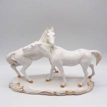 Blanc Doré Porcelaine Cheval Figurine Grand Italie - $191.56